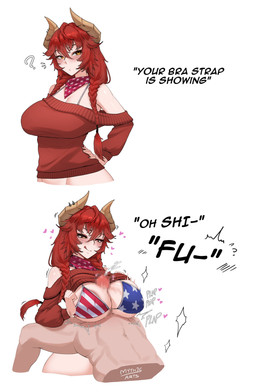 american_flag_bikini bar_emanata big_breasts bikini bikini_top bodily_fluids braided_hair breast_play breasts censored_genitalia censored_penis clothing cum cumshot dialogue duo ejaculation emanata female fingers flag_bikini flag_swimwear genital_fluids hair heart_symbol hearts_around_head kerchief male male/female navel neckerchief neckwear plap profanity question_mark red_clothing red_topwear sex simple_background star_print swimwear text titfuck topwear two-piece_swimsuit white_background myth1carts bra_strap_showing_(meme) mythology vtuber zentreya animal_humanoid dragon dragon_humanoid humanoid mythological_creature mythological_scalie scalie 2026 absurd_res censored english_text hi_res meme signature
