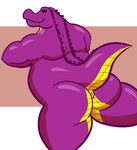 anthro anus butt butt_focus green_eyes looking_at_viewer looking_back male musclegut muscular pose purple_body raised_tail rear_view solo spread_butt spread_legs spreading tail grungebeetle octariax alligator alligatorid crocodilian reptile scalie