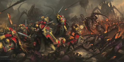 adeptus_astartes ambiguous_gender armor astartes battlefield claws exoskeleton extreme_size_difference fire group headgear helmet holding_melee_weapon holding_object holding_shield holding_sword holding_weapon lying male melee_weapon on_back pauldron purple_body purple_exoskeleton shield size_difference smoke space_marine sword tentacles weapon dabanaworks warhammer_(franchise) warhammer_40000 hormagaunt human mammal tervigon tyranid tyranid_warrior 2020 digital_media_(artwork) official_art