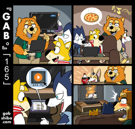 anal anal_penetration anthro beverage coffee_table cola computer dialogue electronics food from_front_position fur furniture group laptop lying male male/male missionary_position on_back open_mouth penetration pizza pornography sex soda sofa table television tongue tongue_out gabshiba gab_(comic) bau_husky gab_shiba korg_(gabshiba) wang_chow canid canine canis chow_chow domestic_dog herding_dog husky mammal nordic_sled_dog pastoral_dog shiba_inu spitz welsh_corgi comic multiple_scenes pictographics