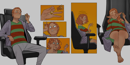 bell bottomwear breast_growth breasts chair clothing female furniture gender_transformation growth hair holidays hoodie human_to_humanoid humanoid_pointy_ears male mid_transformation mtf_transformation on_chair pants pattern_clothing pattern_shirt pattern_topwear pointy_ears shirt short_stackification shortstack shortstack_female shrinking sitting sitting_on_chair size_transformation smile solo species_transformation striped_clothing striped_shirt striped_topwear stripes surprised topwear transformation castledolphyn christmas gnome human humanoid mammal 2022 absurd_res digital_media_(artwork) hi_res