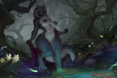 abs anthro athletic athletic_anthro athletic_female big_breasts big_nipples breasts claws clothing dress female female_anthro fluffy fluffy_tail forest genitals huge_hips muscular muscular_female night nipples plant small_waist solo tail toe_claws tree undressing vulva water wide_hips conditional_dnp reddyrennard mythology eleniel ambient_arthropod ambient_insect arthropod beetle canid canine canis elateroid firefly insect mammal mythological_canine mythological_creature werecanid werecanine werecreature werewolf wolf 3:2 hi_res