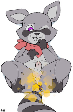 anthro balls balls_blush black_body black_fur black_nose blush bodily_fluids body_blush dark_anus erection fart fart_cloud fart_fetish fur genitals grey_body grey_fur humanoid_genitalia humanoid_penis lying male markings on_back one_eye_closed open_mouth open_smile penis penis_blush purple_eyes red_scarf ring_(marking) ringed_tail scarf simple_background smile solo striped_markings striped_tail stripes sweat sweatdrop sweaty_crotch sweaty_legs sweaty_thighs tail tail_markings text white_background yellow_fart_cloud jubb indigo_park rambley_raccoon mammal procyonid raccoon 2024 artist_name