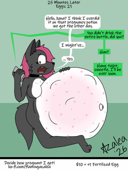 anthro belly big_belly cellphone choose_your_own_adventure dialogue dialogue_box egg eggnant electronics female greeting huge_belly hyper hyper_belly hyper_pregnancy magic nude nude_anthro nude_female phone potion pregnant pregnant_anthro pregnant_female rapid_pregnancy text flamingazalea alexandra_fire_(flamingazalea) canid canine canis mammal wolf 3:4 english_text hi_res