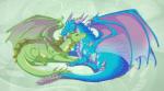 ambiguous_gender claws duo feral horn lying membrane_(anatomy) membranous_wings simple_background smile spines tail wings dvixie european_mythology mythology dragon mythological_creature mythological_scalie scalie western_dragon digital_media_(artwork)