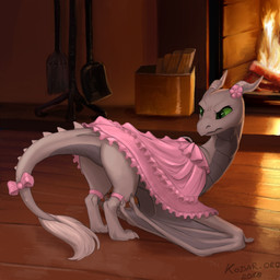 accessory angry bow_(feature) bow_accessory bow_ribbon claws clothed clothing detailed_background female feral fire fireplace frown furgonomics green_eyes green_sclera horn horn_accessory horn_bow horn_ribbon looking_back membrane_(anatomy) membranous_wings ribbons solo tail tail_accessory tail_bow tail_ribbon wings wood conditional_dnp kodardragon european_mythology mythology dragon mythological_creature mythological_scalie scalie western_dragon wyvern 1:1 2018 digital_media_(artwork)
