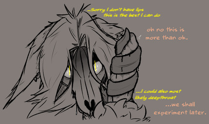 animal_genitalia anthro black_saliva bodily_fluids bone colored_saliva cracked_skull drooling duo ears_down emanata female genitals hair long_tongue looking_at_viewer male messy_hair missing_ear oral pivoted_ears pubes saliva saliva_string sex sheath skull skull_head text tongue tongue_in_sheath tongue_out tonguejob unusual_bodily_fluids unusual_saliva heyimflame scp_foundation conn_(heyimflame) mal_(heyimflame) scp-1471-a sketch