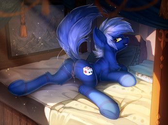 aroused blue_body blue_eyes blue_fur blue_hair bodily_fluids cutie_mark d6 detailed_background dice female feral fur genital_fluids genitals hair hooves humanoid_genitalia humanoid_genitalia_on_feral humanoid_vulva humanoid_vulva_on_feral presenting presenting_vulva raised_tail smile solo tail vaginal_fluid_string vaginal_fluids vaginal_fluids_on_tail vulva yellow_eyes hioshiru hasbro my_little_pony dark_straw equid equine mammal zony 2019 digital_media_(artwork)