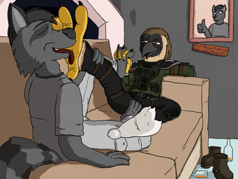 3_toes 4_toes anisodactyl anthro armor avian_feet beak between_toes boots bottle brown_eyes claws clothing container detailed_background drunk duo feathers feet foot_fetish foot_focus foot_grab foot_lick foot_play footwear interspecies legwear licking male male/male musk shoes sitting socks substance_intoxication toe_claws toes tongue tongue_out mikedavins pirate_eagle accipitrid accipitriform avian bird eagle mammal philippine_eagle procyonid raccoon 2018 4:3 digital_media_(artwork) hi_res