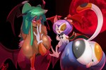 anthro big_breasts big_butt big_pussy blood blood_in_mouth bodily_fluids breasts butt cosplay duo eyewear female freckles genitals glasses holidays membrane_(anatomy) membranous_wings pussy sexy_eyes vampire_costume wings gomezcat capcom darkstalkers halloween candy_the_mongoose katy_cali morrigan_aensland calico_cat domestic_cat felid feline felis mammal small_indian_mongoose succubus vampire absurd_res hi_res