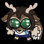 anthro antlers big_eyes bottomwear chibi clothing feathered_wings feathers hooves horn male open_mouth scarf shirt shorts solo topwear wings pierogipie fototeta lucan_(golddrake) deer mammal 1:1 2_frame_animation animated meme short_playtime