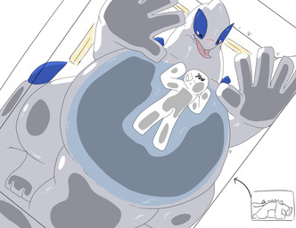 ambiguous/ambiguous ambiguous_gender bedroom_eyes belly belly_smother big_belly black_eyes blush crush duo faceless half-closed_eyes narrowed_eyes obese overweight seductive size_difference thick_thighs tongue tongue_out blue-crow nintendo pokemon anon ych_(character) generation_2_pokemon legendary_pokemon lugia pokemon_(species) 2017 digital_drawing_(artwork) digital_media_(artwork) hi_res