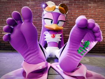 5_toes anthro barefoot duo feet female flattened foot_fetish foot_focus green_body humanoid_feet macro male plantigrade purple_body soles stuck_to_foot toes feetymcfoot sega sonic_riders sonic_the_hedgehog_(series) jet_the_hawk wave_the_swallow accipitrid accipitriform avian bird hirundinid oscine passerine swallow_(bird) 3d_(artwork) absurd_res digital_media_(artwork) hi_res