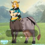 1:1 2019 4_breasts absurd_res after_transformation alternate_species blonde_hair blush bovid bovid_taur bovine bovine_taur breasts breasts_and_teats breath_of_the_wild cattle cattle_taur clothing english_text female grass green_eyes hair hand_on_breast hi_res hooves horn humanoid humanoid_pointy_ears mammal mammal_taur mountain multi_breast nintendo nipples nosch outside plant princess_zelda screencap screencap_background solo standing taur teats text the_legend_of_zelda torn_clothing udders