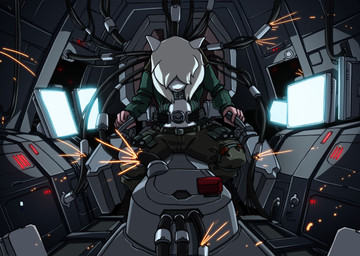 anthro armor clothed clothing cockpit female fur hair long_hair machine mecha pilot pilot_suit snout solo white_body white_fur white_hair kitfox-crimson warhammer_(franchise) amber_(nyxcha) mammal murid murine rat rodent skaven hi_res
