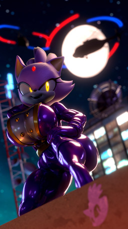 aircraft anthro big_breasts blurred_background bodysuit boots breasts butt clothing eyelashes female footwear forehead_gem fur gem glistening glistening_bodysuit glistening_clothing glistening_latex glistening_skinsuit gloves glowing glowing_eyes hair handwear helicopter high_heeled_boots high_heels latex latex_bodysuit latex_boots latex_clothing latex_footwear latex_gloves latex_handwear latex_skinsuit latex_uniform military_uniform moon night purple_body purple_bodysuit purple_clothing purple_fur purple_hair purple_latex purple_skinsuit shoes skinsuit smile solo thick_thighs tight_clothing uniform vehicle yellow_eyes palisal meatcorp sega sonic_the_hedgehog_(series) blaze_the_cat domestic_cat felid feline felis mammal 3d_(artwork) 4k 9:16 absurd_res blender_(artwork) digital_media_(artwork) hi_res