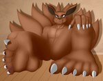 5_toes absurd_res anthro canid canine claws featureless_crotch feet foot_focus fox fox_spirit hi_res humanoid humanoid_feet icarozilla kurama male mammal naruto plantigrade shaded sitting sitting_on_ground soles solo tailed_beast toes yang-kurama