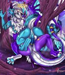 4_talons 4_toes 5_talons 5_toes accessory animal_genitalia anus bared_teeth blue_anus blue_body blue_fur blue_hair blue_knot blue_pawpads blue_penis blue_skin braided_hair claws detailed_background duo ear_piercing ear_ring feet feral forked_tongue fur genital_slit genitals gold_(metal) gold_jewelry green_background hair hair_accessory halo handpaw heterochromia highlights_(coloring) jewelry knot licking looking_pleasured looking_up lying lying_on_ground male multicolored_body multicolored_ears multicolored_hair multicolored_scales multicolored_tail muscular muscular_feral muscular_male necklace on_back on_ground open_mouth oral pawpads paws penis piercing plant purple_background purple_body purple_claws purple_scales purple_skin purple_spikes ring ring_(jewelry) ring_piercing scales simple_background spots tail tail_coil teeth toe_claws toes tongue tongue_out tongue_wrap tree two_tone_body two_tone_claws two_tone_hair two_tone_scales two_tone_scalie white_body white_hair wing_claws wings yellow_eyes yellow_spots athena0023 asian_mythology east_asian_mythology european_mythology mythology komo_(kingkomo) xilinx_(xilinxderg) angel demon dragon eastern_dragon mythological_creature mythological_scalie scalie western_dragon detailed hi_res