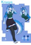 anthro blue_body blue_eyes blue_fur bottomwear clothing female fur legwear skirt solo thigh_highs dukeofbananas kristina n/a canid canine canis domestic_dog husky mammal nordic_sled_dog spitz wolf absurd_res hi_res