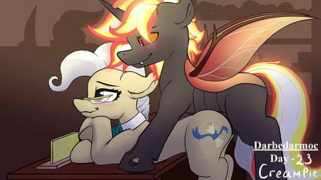 anatomically_correct animal_genitalia animal_penis blush bodily_fluids cum cum_from_vagina cum_in_vagina cum_inside duo equine_genitalia equine_penis female female_penetrated feral fire furniture genital_fluids genitals horn leaking_cum lying male male/female male_penetrating male_penetrating_female on_front orgasm penetration penile penile_penetration penis penis_in_vagina sex tail teeth vaginal vaginal_fluids vaginal_penetration darbedarmoc friendship_is_magic hasbro kinktober kinktober_2025 my_little_pony mythology fan_character mayor_mare_(mlp) pyraxis_(character) changeling_(mlp) equid equine horse mammal mythological_creature mythological_equine pony 16:9 2025 2d_animation animated hi_res high_framerate motion_tweening no_sound short_playtime video widescreen