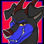 anthro grin looking_at_viewer male multicolored_body outline simple_background smile solo sirod ember_nifflehiem canid canine canis demon dobermann domestic_dog mammal pinscher 1:1 digital_media_(artwork) headshot_portrait icon portrait