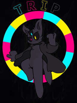 3_eyes ambiguous_gender animated_gif anthro biped black_body black_cape black_clothing black_ears black_fur black_sclera black_tail blue_eyes cape clothing floating freckles fur multi_eye pink_eyes solo tail text yellow_eyes apollysabyss trip_(thaun0) domestic_cat felid feline felis mammal animated character_name digital_media_(artwork) english_text hi_res short_playtime