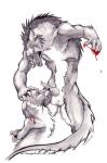 2003 ambiguous_gender animal_genitalia anthro balls bdsm blood bondage bound canine canine_penis chest_tuft duo forced forced_oral fur greyscale licking male mammal monochrome monster open_mouth oral oral_sex penis penis_licking plain_background precum sex tanglefoot tanglefoot_(artist) tongue tuft white_background
Rating: Explicit
Score: 2
User: CatBox
Date: September 28, 2013