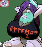 absurd_res anthro avian big_breasts bird breasts clothing digital_media_(artwork) english_text fakemon fan_character female game_theory hi_res huge_breasts looking_at_viewer neferkiti shaded shieradevil shirt simple_background solo text text_on_clothing text_on_shirt text_on_topwear thick_thighs topwear unnamed_fakemon_(game_theory) youtube