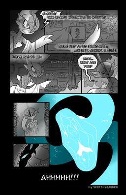 ambiguous_gender bodily_fluids book bookshelf candle candle_wax candlelight candlestick chest_horn clothing coat cracked_stone cracking crying diagram dialogue disembodied_voice doctor's_coat fangs fangs_bared fire furniture horror_(expression) horror_(theme) inanimate_transformation jumpscare light male mirror mirror_reflection narration narrowed_eyes notes one_eye_obstructed one_eye_visible paper petrification poster reaching_out reflection sad scales screaming side_view solo speech_bubble stone_body tears teeth text topwear transformation white_clothing white_coat white_topwear sketchygarden nintendo pokemon sir_gallade gallade generation_4_pokemon pokemon_(species) reptile scalie snake absurd_res comic english_text hi_res sketch