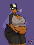 adjusting_clothing anthro belly belly_overhang belly_squish big_belly big_breasts big_butt breasts butt cleavage clothed clothing female overweight overweight_female solo squish lonnyk brooke_(gbg) canid canine canis dobermann domestic_dog mammal pinscher 3:4 hi_res