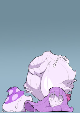 belly big_breasts bite blue_background breast_bite breast_play breasts death decapitation female female_death hair hard_vore huge_breasts mushroom_transformation nipples pink_body pink_eyes pink_skin plant purple_hair purple_nipples purple_ribbon simple_background snuff solo vore nikujuu_uc fate_(series) type-moon alter_ego_passionlip elemental_creature elemental_humanoid flora_fauna humanoid plant_humanoid hi_res
