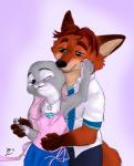 anthro duo female male one_eye_closed simple_background wink gerardson disney zootopia gideon_grey judy_hopps canid canine fox lagomorph leporid mammal rabbit red_fox true_fox 2016 absurd_res hi_res