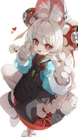 5_fingers ahoge anthro bar_stool barefoot braided_pigtails claws clothed clothed_anthro clothed_female clothing dress ear_piercing ear_ring feet female fingers flat_chested fully_clothed fully_clothed_anthro fully_clothed_female furniture hair inner_ear_fluff piercing red_eyes ring_piercing sitting stool tuft norankkori mihoyo zenless_zone_zero zhao_(zenless_zone_zero) lagomorph leporid mammal rabbit thiren 2025 absurd_res hi_res