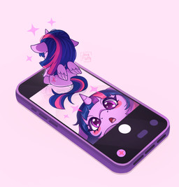 blush camera cellphone chibi electronics female feral horn phone reflection simple_background smartphone solo sparkles wings javafluffy friendship_is_magic hasbro my_little_pony mythology twilight_sparkle_(mlp) equid equine mammal mythological_creature mythological_equine winged_unicorn hi_res