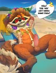 aloha_shirt anthro balls beach body_hair bottomless bottomless_anthro bottomless_male brown_body brown_fur clothed clothing day erection eyewear facial_markings fluffy fluffy_tail foreskin fur genitals happy_trail hat head_markings headgear headwear humanoid_genitalia humanoid_penis jewelry looking_at_viewer male markings mask_(marking) muscular muscular_anthro muscular_male necklace open_clothing open_shirt open_topwear pattern_clothing pattern_shirt pattern_topwear pawpads penis presenting presenting_penis reclining relaxing sea seaside sharp_teeth shirt sky solo sun_hat sunglasses tail teeth topwear water red8ean guardians_of_the_galaxy marvel marvel_rivals rocket_raccoon mammal procyonid raccoon hi_res