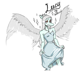 5_fingers anthro biped blue_body blue_scales bone_frill breasts clothed clothed_anthro clothed_female clothing cross eyebrows feathered_wings feathers female fingers frill_(anatomy) front_view grey_body grey_feathers grey_hair hair happy humanoid_hands jewelry long_hair markings medium_breasts necklace non-mammal_breasts orange_eyes raised_inner_eyebrows scales simple_background smile solo sparkles spread_wings striped_markings stripes text white_background wings alexnikky cavemanon_studios goodbye_volcano_high ko_op_(game_developer) snoot_game fang_(gvh) prehistoric_species pterosaur reptile scalie character_name colored english_text portrait shaded three-quarter_portrait nonbinary_(lore)