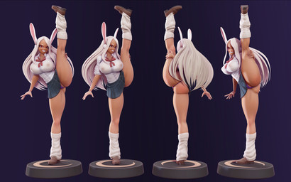animal_ears big_breasts big_butt bottomwear breasts brown_clothing brown_footwear brown_shoes butt clothed clothing dark_body dark_skin eyelashes female flexible footwear fur grey_bottomwear grey_clothing grey_skirt hair long_hair nipple_outline one_leg_up purple_background purple_clothing purple_thong purple_underwear raised_leg red_bow red_eyes shoes simple_background skirt smile socks solo splits spread_legs spreading standing thick_thighs thong topwear underwear vertical_splits white_body white_clothing white_footwear white_fur white_hair white_socks white_topwear wide_hips the-great-pipmax my_hero_academia rumi_usagiyama animal_humanoid humanoid lagomorph lagomorph_humanoid leporid_humanoid mammal mammal_humanoid rabbit_humanoid 16:10 3d_(artwork) absurd_res digital_media_(artwork) hi_res widescreen