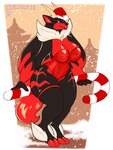 anthro big_breasts breasts christmas_clothing christmas_headwear clothed clothing female hair headgear headwear holidays hooves horn long_hair pose sexy_santa smile solo tail thick_thighs wide_hips conditional_dnp thaismotosuwa christmas palworld pocketpair incineram pal_(species) 2024 3:4 absurd_res hi_res pinup