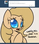 blue_eyes blush dialogue female fur hair solo tan_body tan_fur tan_hair text slavedemorto hasbro my_little_pony tumblr backy_(mlp) fan_character earth_pony equid equine horse mammal pony 2013 english_text