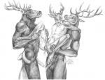 5_fingers anal anatomically_correct anatomically_correct_genitalia anatomically_correct_penis animal_genitalia animal_penis anthro anthro_on_anthro antlers arm_on_shoulder arms_bent balls bent_legs biped carrying_another cervine_genitalia cervine_penis cloven_hooves erection fingers foot_on_arm foot_on_elbow genitals grabbing_both_legs grabbing_both_thighs grabbing_raised_legs group group_nudity hand_on_leg hand_on_thigh hands_on_legs hands_on_thighs hands_under_legs head_turned hooved_fingers hooves horn imminent_group_sex imminent_sex imminent_threesome larger_male leg_grab legs_together legs_up male male/male male_penetrated male_penetrating male_penetrating_male nervous nude penetration penis raised_arm sex sheath short_tail shy simple_background size_difference smaller_male smile snout standing straight_legs tail thigh_grab thin_penis trio white_background blotch cervine deer elk mammal new_world_deer white-tailed_deer monochrome