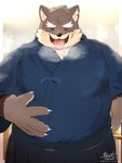 anthro asian_clothing blush breath clothing east_asian_clothing eyebrows facial_scar fur grey_body grey_fur japanese_clothing kimono male panting scar solo thick_eyebrows kamakitoron lifewonders tokyo_afterschool_summoners moritaka_(tas) canid canine canis domestic_dog mammal 3:4 hi_res