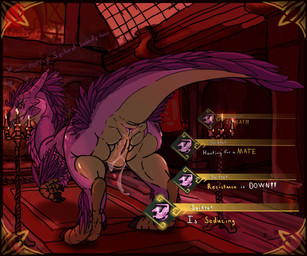 anus biped bipedal_feral bodily_fluids butt candlelight claws female female_feral feral finger_claws gameplay_mechanics genital_fluids genitals in_heat light muscular presenting presenting_anus presenting_hindquarters presenting_vulva raised_tail solo tail text toe_claws vaginal_fluids vulva universaldragon capcom monster_hunter bird_wyvern seikret 6:5 english_text hi_res