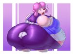 anthro apron belly big_belly big_breasts big_butt bodily_fluids breasts brush butt clothed clothing empty_eyes female fur hair hairbrush huge_belly huge_breasts huge_butt hyper hyper_belly hyper_breasts hyper_butt looking_back morbidly_obese morbidly_obese_anthro morbidly_obese_female obese obese_anthro obese_female open_mouth overweight overweight_anthro overweight_female pink_body pink_fur pink_hair simple_background solo sweat torn_clothing killajax animal_crossing nintendo harriet_(animal_crossing) canid canine canis domestic_dog mammal poodle cel_shading shaded