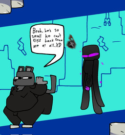 anthro big_butt big_penis black_body black_clothing black_eyes black_hoodie black_nose black_topwear butt cave clothing duo footwear fur genitals gesture glans grey_body grey_clothing grey_ears grey_footwear grey_fur grey_shoes grey_tail half-closed_eyes hand_gesture hoodie humanoid_genitalia humanoid_penis inside male moobs narrowed_eyes obese obese_anthro obese_male overweight overweight_anthro overweight_male penis pointing pointing_at_another purple_eyes shoes standing tail text thick_thighs three-quarter_view topwear torch vein veiny_penis xd lucaslora microsoft minecraft mojang xbox_game_studios lucas_(lucaslora) domestic_cat enderman felid feline felis humanoid mammal 2025 digital_media_(artwork) english_text hi_res