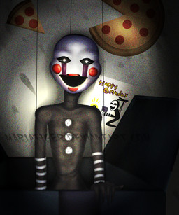 food not_furry pizza puppet solo unknown_artist five_nights_at_freddy's five_nights_at_freddy's_2 scottgames marionette_(fnaf) humanoid monster monstrous_humanoid 2016 digital_media_(artwork) watermark