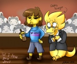 3_toes :3 alcohol ambiguous_gender anthro barefoot beverage bodily_fluids brown_hair cigarette clothing eyes_closed eyewear feet female glasses grey_hair group hair scales shirt suit sweat text text_on_clothing text_on_shirt text_on_topwear toes topwear yellow_body yellow_scales unknown_artist undertale undertale_(series) vinesauce alphys frisk_(undertale) temmie_(undertale) human mammal reptile scalie tem 2016 english_text