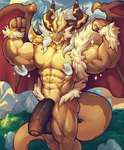 4_fingers 4_horns abs anthro arm_tuft balls barazoku beard big_balls big_biceps big_horn big_muscles big_pecs big_penis biped black_balls black_penis blue_sclera blush body_blush brown_body brown_claws claws closed_smile cloud cloudy_sky darkened_balls darkened_genitalia darkened_penis detailed_background disembodied_hand duo empty_eyes erection facial_hair finger_claws fingers flaccid flexing flexing_bicep flexing_both_biceps foreskin fur genitals glans grass hair hip_tuft horn huge_penis humanoid_genitalia humanoid_hands humanoid_penis long_hair male manly membrane_(anatomy) membranous_wings mostly_offscreen_character mouth_closed multi_horn multicolored_body muscle_worship muscular muscular_anthro muscular_arms muscular_male muscular_thighs navel non-mammal_balls non-mammal_foreskin non-mammal_navel nude nude_anthro nude_male outdoor_nudity outside partially_retracted_foreskin pecs penis penis_blush pink_glans plant pose red_membrane rock sky smile smiling_at_viewer smirk smirking_at_viewer snout solo_focus sparkles standing tail tan_beard tan_body tan_fur thick_penis translucent translucent_hand tuft tusks vein veiny_penis white_hair wing_claws wings worship wrist_tuft yellow_body yellow_tusks mixterart cygames dragalia_lost european_mythology mythology nintendo thor_(dragalia_lost) dragon mythological_creature mythological_scalie scalie western_dragon winged_dragon 2025 4:3 colored colored_line_art digital_drawing_(artwork) digital_media_(artwork) hi_res pinup portrait shaded three-quarter_portrait