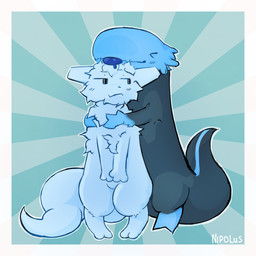 3_fingers blue_body duo female feral fingers gradient_background hug male simple_background standing nipolus rain_world videocult blue_lizard_(rain_world) lizard_(rain_world) slugcat 1:1 hi_res