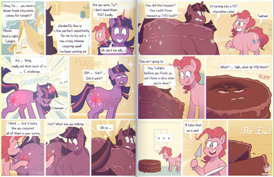 all_fours big_butt butt cake cake_transformation clenched_teeth cutie_mark dessert dialogue duo ellipsis eyes_closed female feral food food_transformation glowing glowing_horn half-closed_eyes hand_on_butt horn inside magic mane narrowed_eyes nude open_mouth plate smile sound_effects speech_bubble tail teeth text transformation unicorn_horn wide_eyed ridiculouscake friendship_is_magic hasbro my_little_pony mythology pinkie_pie_(mlp) twilight_sparkle_(mlp) earth_pony equid equine horse mammal mythological_creature mythological_equine pony unicorn 2019 comic english_text hi_res signature