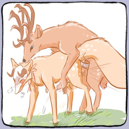 anal anal_penetration animal_genitalia animal_penis antlers balls barely_visible_knot big_tail blush blush_lines bodily_fluids breath canine_genitalia canine_penis cervine_genitalia cervine_penis cum cumshot duo ejaculation feral feral_on_feral from_behind_position genital_fluids genitals grass hooves horn knot knotted_penis male male/male mask mask_only motion_lines mounting nude panting penetration penis plant sex simple_background tail white_background p.v.su fabulous_beasts sibuxiang_the_deer_(fabulous_beasts) deer mammal hi_res sketch watermark